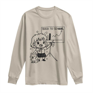 Back To school Long Sleeve Shirt Funny Teacher Teaching Cat Lover Gift TS12 Sand Print Your Wear