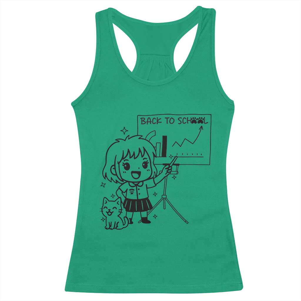 Back To school Racerback Tank Top Funny Teacher Teaching Cat Lover Gift TS12 Irish Green Print Your Wear