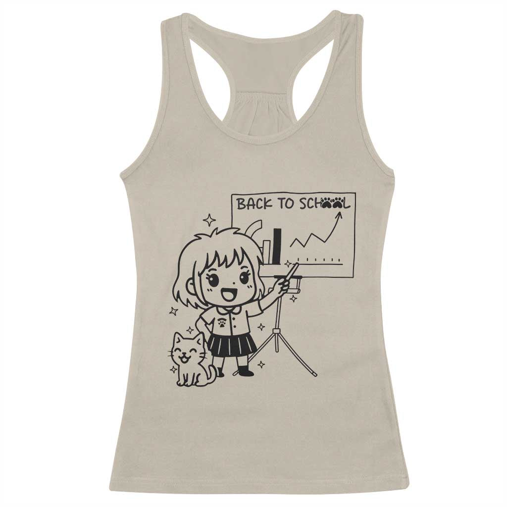 Back To school Racerback Tank Top Funny Teacher Teaching Cat Lover Gift TS12 Sand Print Your Wear