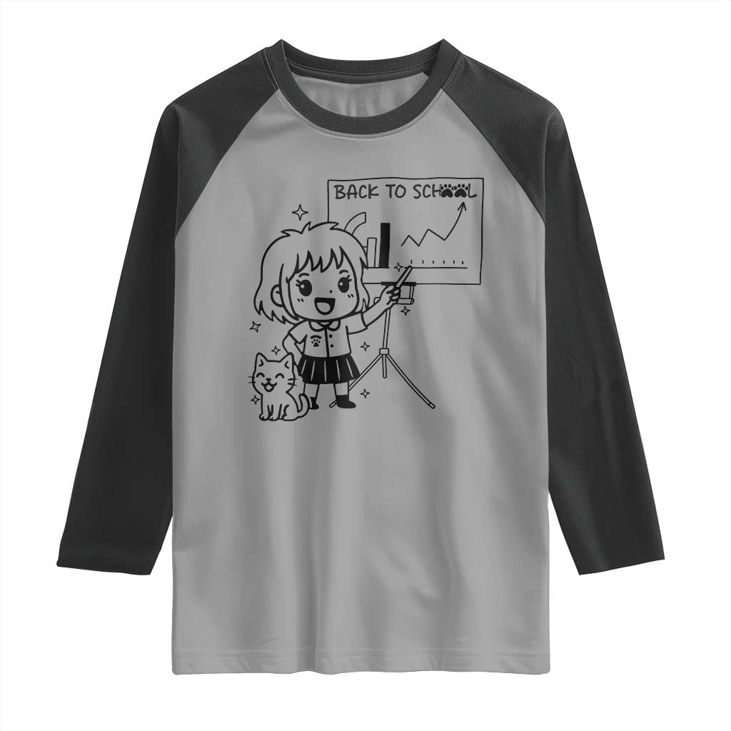 Back To school Raglan Shirt Funny Teacher Teaching Cat Lover Gift TS12 Sport Gray Black Print Your Wear