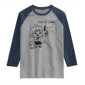 Back To school Raglan Shirt Funny Teacher Teaching Cat Lover Gift TS12 Sport Gray Navy Print Your Wear