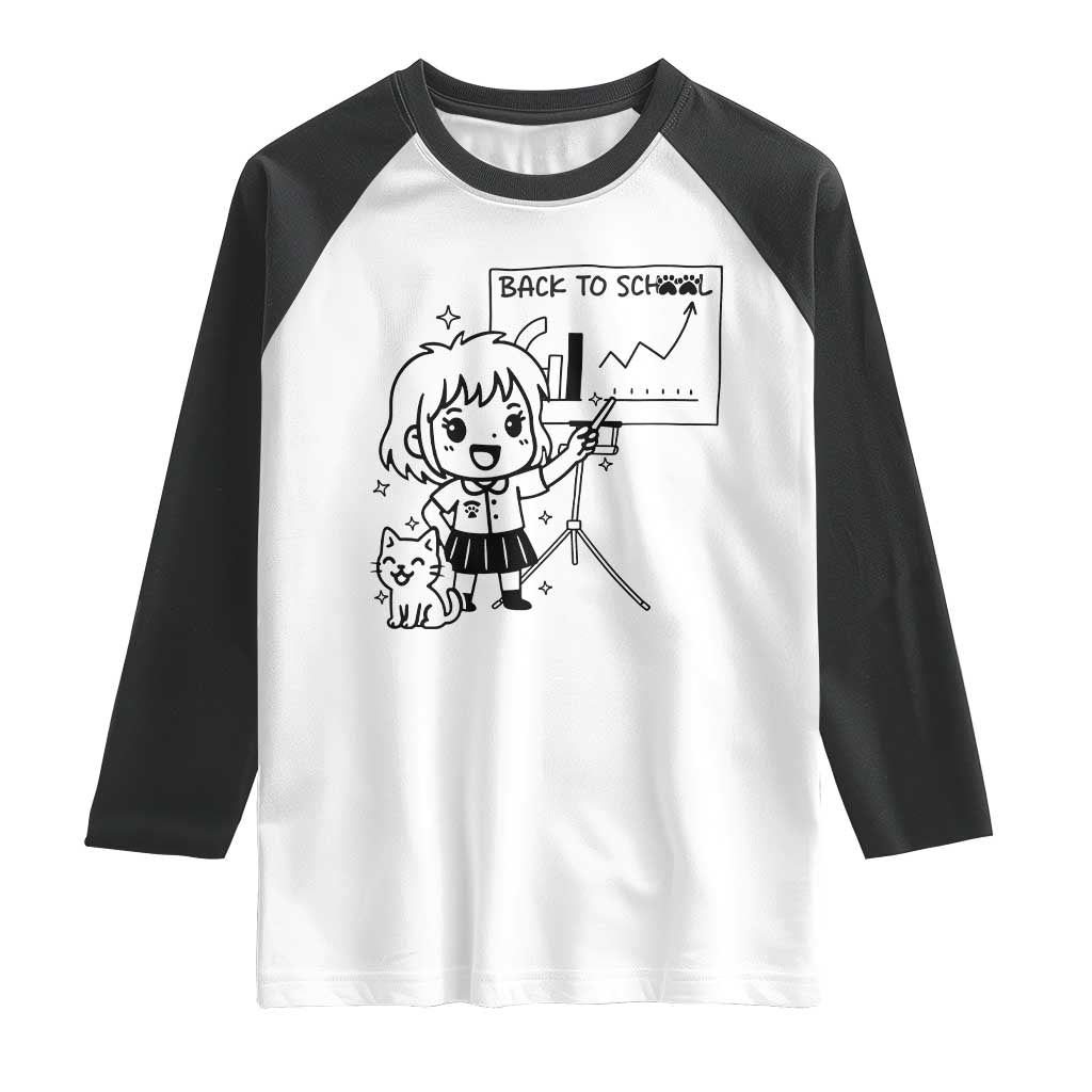 Back To school Raglan Shirt Funny Teacher Teaching Cat Lover Gift TS12 White Black Print Your Wear