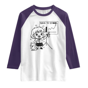 Back To school Raglan Shirt Funny Teacher Teaching Cat Lover Gift TS12 White Purple Print Your Wear