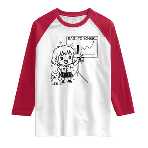 Back To school Raglan Shirt Funny Teacher Teaching Cat Lover Gift TS12 White Red Print Your Wear