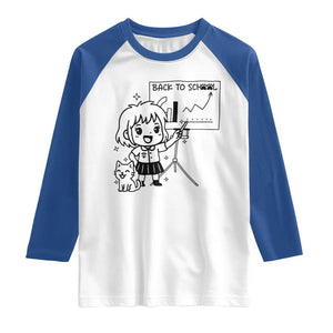 Back To school Raglan Shirt Funny Teacher Teaching Cat Lover Gift TS12 White Royal Print Your Wear