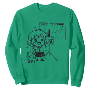 Back To school Sweatshirt Funny Teacher Teaching Cat Lover Gift TS12 Irish Green Print Your Wear