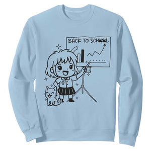 Back To school Sweatshirt Funny Teacher Teaching Cat Lover Gift TS12 Light Blue Print Your Wear