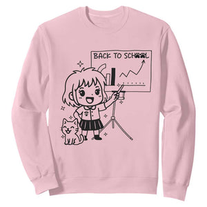Back To school Sweatshirt Funny Teacher Teaching Cat Lover Gift TS12 Light Pink Print Your Wear