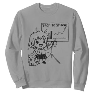Back To school Sweatshirt Funny Teacher Teaching Cat Lover Gift TS12 Sport Gray Print Your Wear