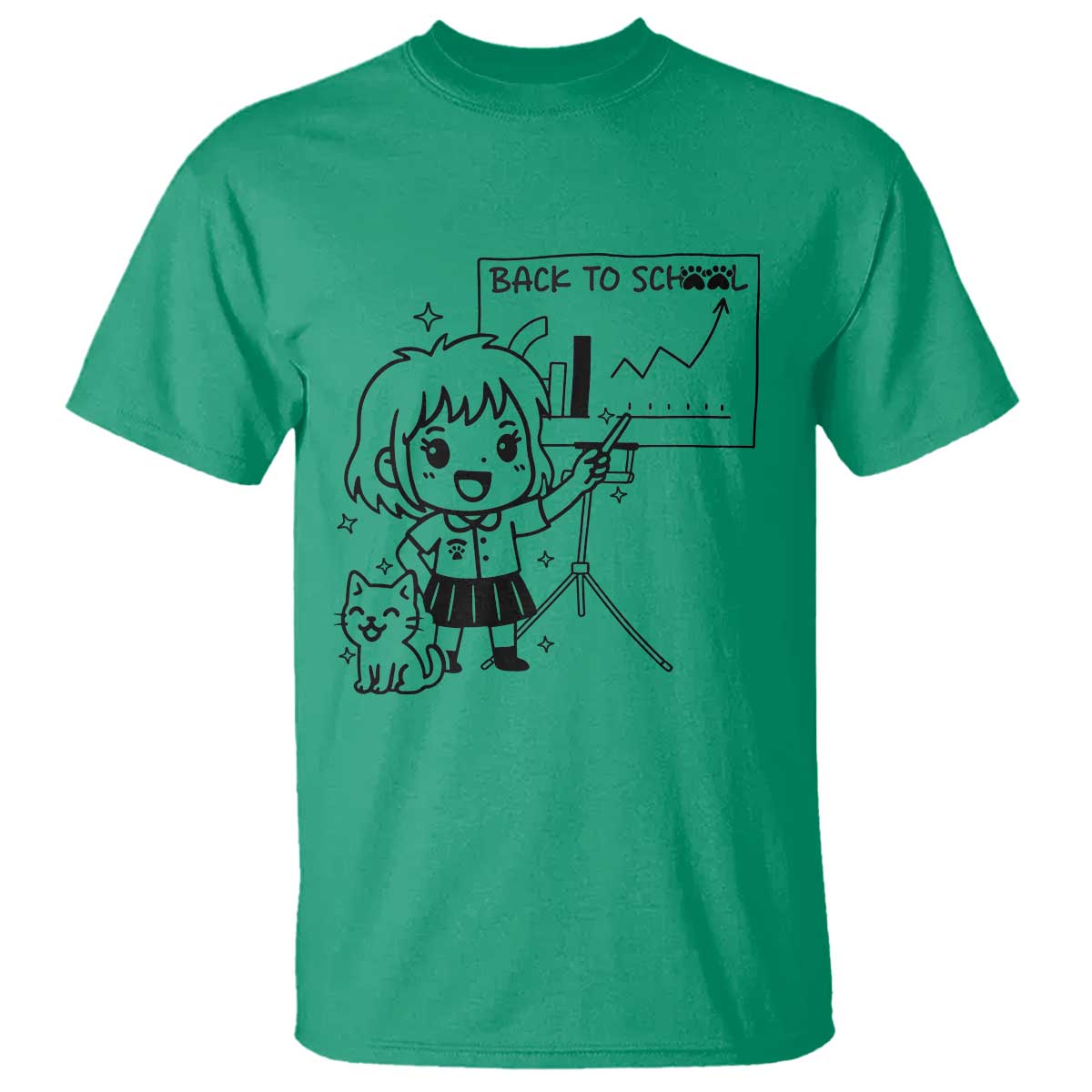 Back To school T Shirt Funny Teacher Teaching Cat Lover Gift TS12 Irish Green Print Your Wear