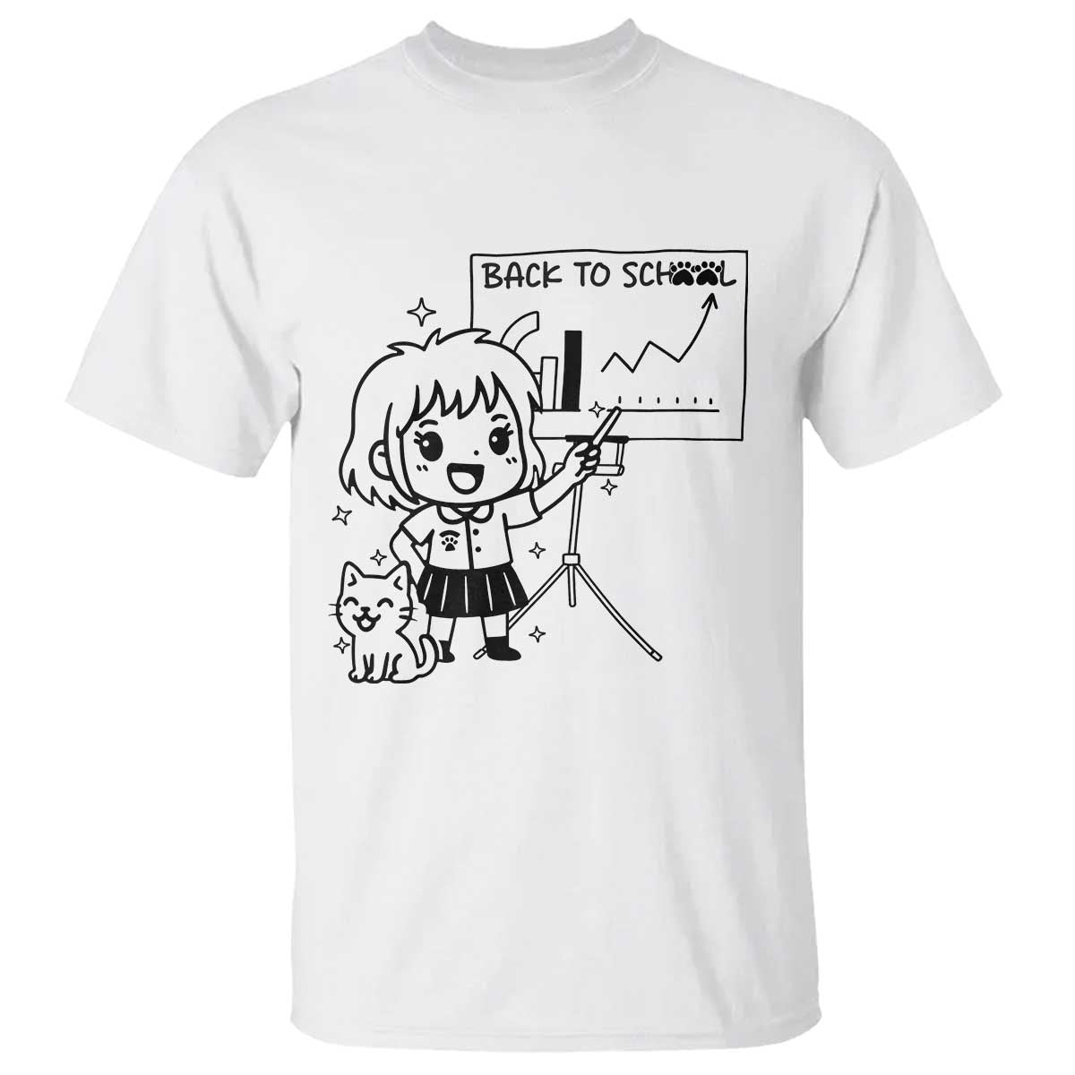 Back To school T Shirt Funny Teacher Teaching Cat Lover Gift TS12 White Print Your Wear