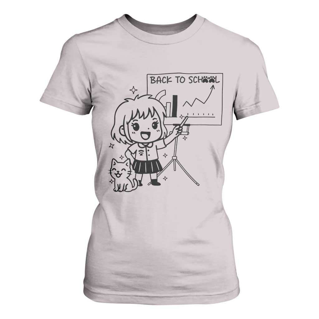 Back To school T Shirt For Women Funny Teacher Teaching Cat Lover Gift TS12 Ice Gray Print Your Wear
