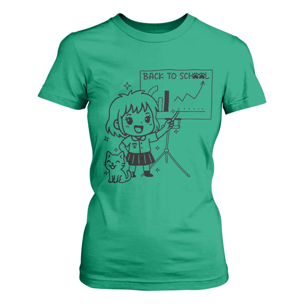 Back To school T Shirt For Women Funny Teacher Teaching Cat Lover Gift TS12 Irish Green Print Your Wear