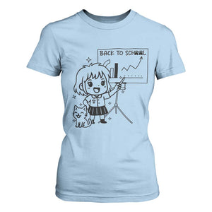 Back To school T Shirt For Women Funny Teacher Teaching Cat Lover Gift TS12 Light Blue Print Your Wear