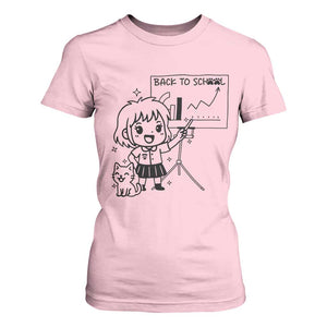 Back To school T Shirt For Women Funny Teacher Teaching Cat Lover Gift TS12 Light Pink Print Your Wear