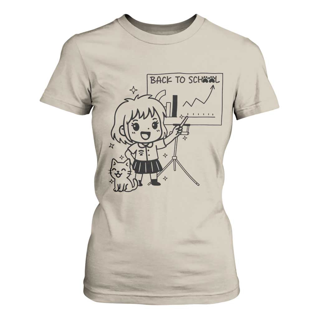 Back To school T Shirt For Women Funny Teacher Teaching Cat Lover Gift TS12 Sand Print Your Wear