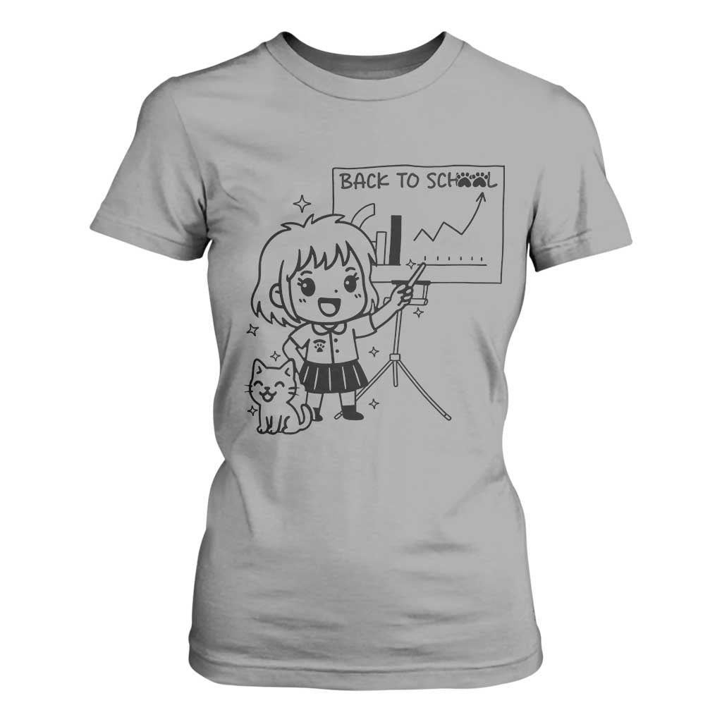 Back To school T Shirt For Women Funny Teacher Teaching Cat Lover Gift TS12 Sport Gray Print Your Wear