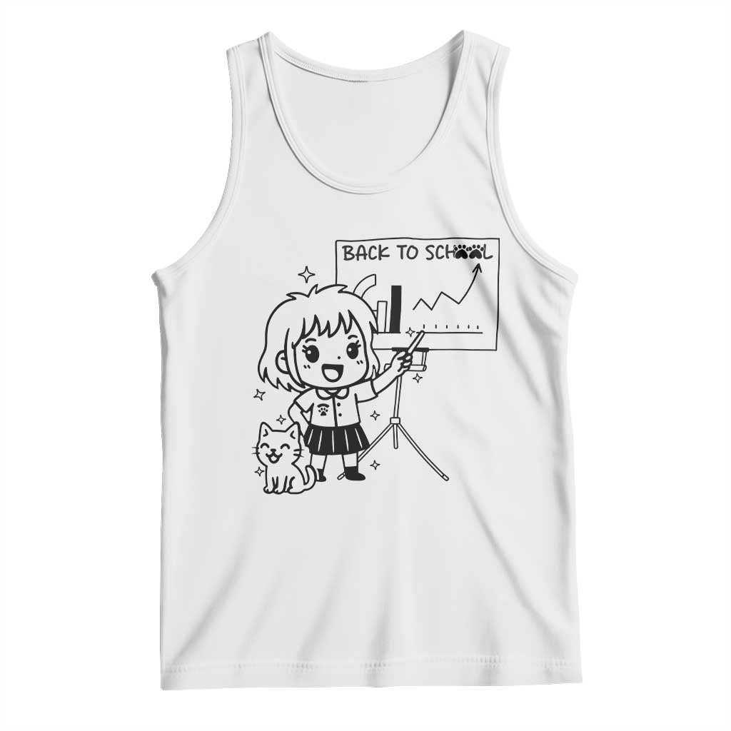 Back To school Tank Top Funny Teacher Teaching Cat Lover Gift TS12 White Print Your Wear