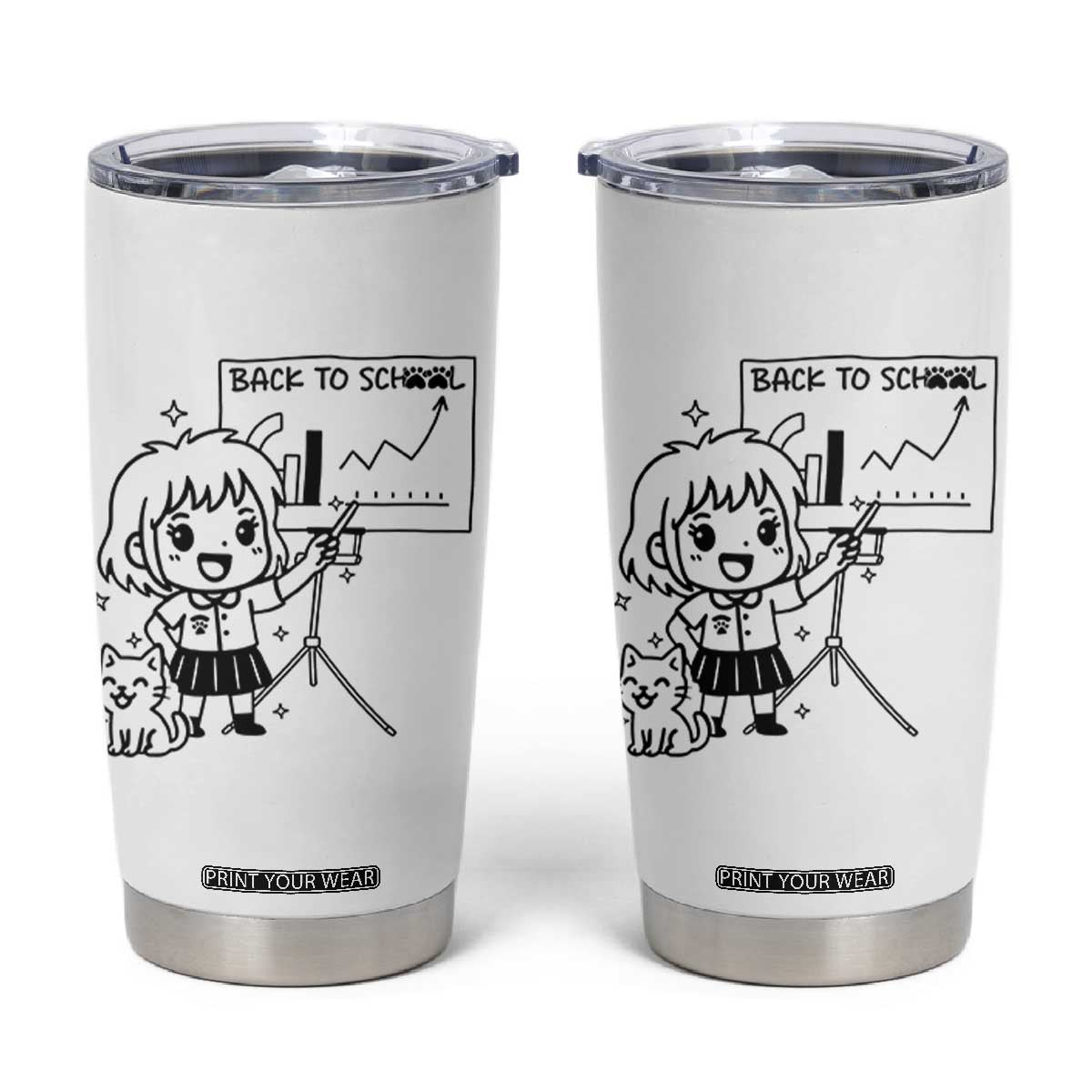 Back To school Tumbler Cup Funny Teacher Teaching Cat Lover Gift TS12 White Print Your Wear