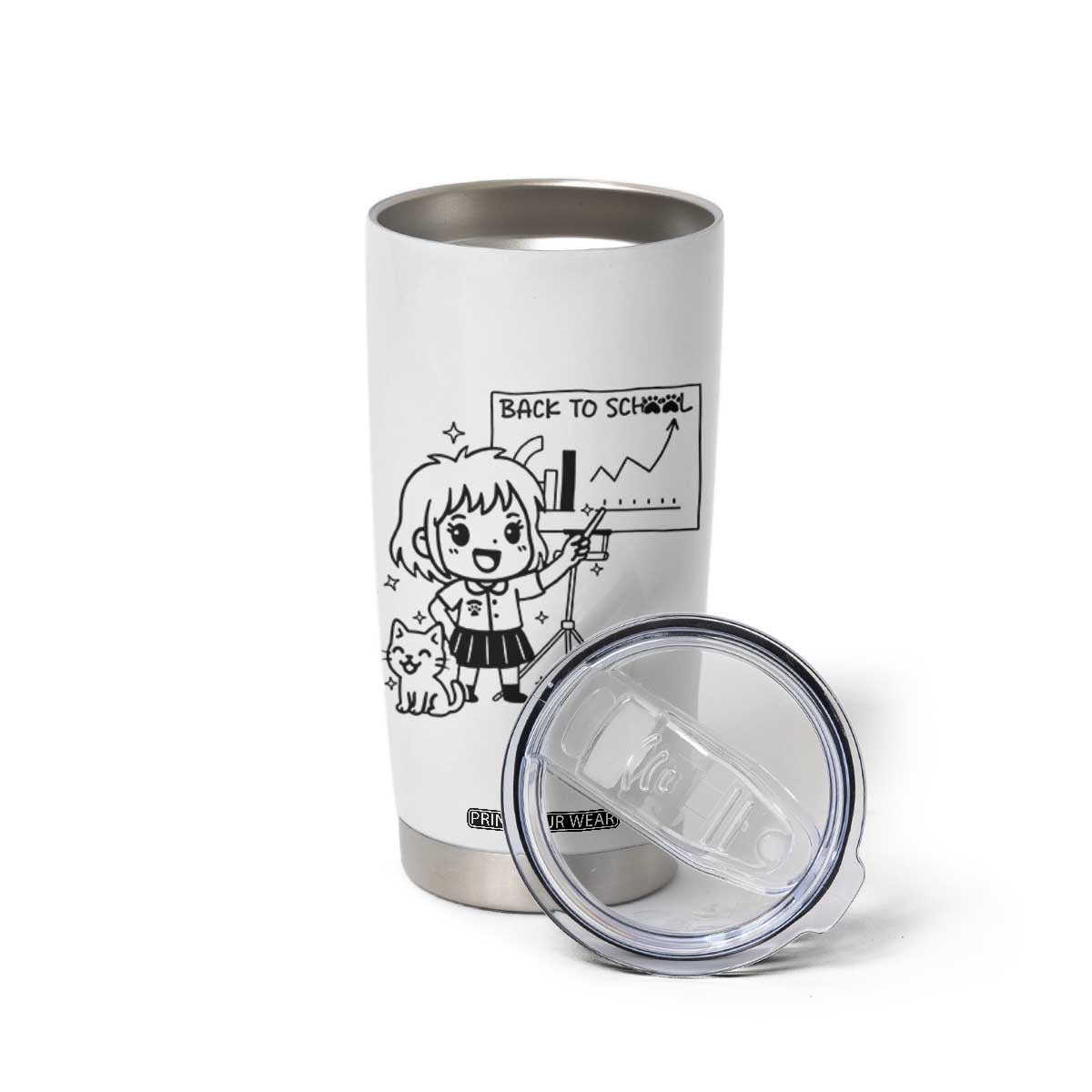 Back To school Tumbler Cup Funny Teacher Teaching Cat Lover Gift TS12 Print Your Wear