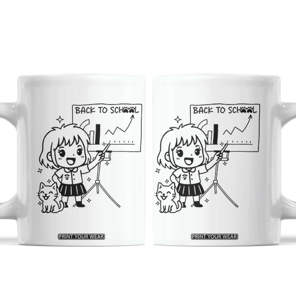 Back To school Coffee Mug Funny Teacher Teaching Cat Lover Gift TS12 White Print Your Wear
