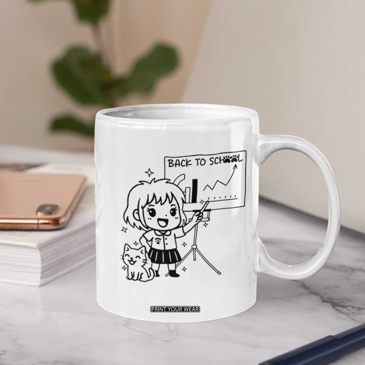 Back To school Coffee Mug Funny Teacher Teaching Cat Lover Gift TS12 Print Your Wear