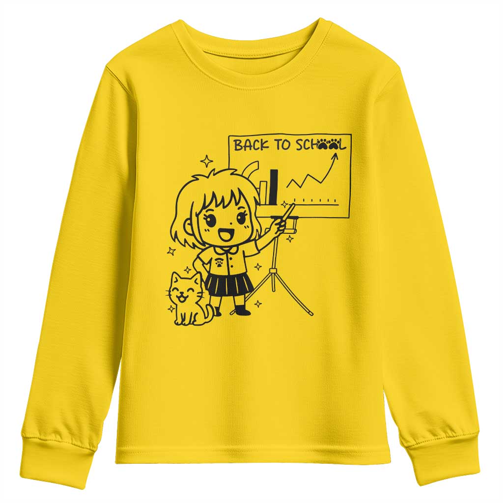 Back To school Youth Sweatshirt Funny Teacher Teaching Cat Lover Gift TS12 Daisy Print Your Wear