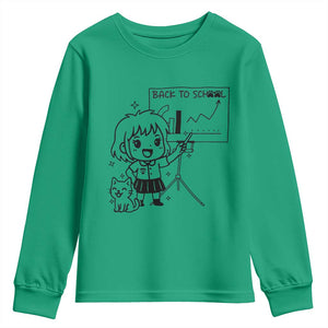 Back To school Youth Sweatshirt Funny Teacher Teaching Cat Lover Gift TS12 Irish Green Print Your Wear