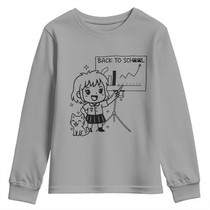 Back To school Youth Sweatshirt Funny Teacher Teaching Cat Lover Gift TS12 Sport Gray Print Your Wear