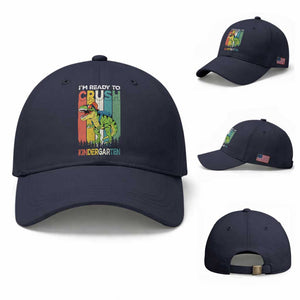Funny Dinosaur Im Ready To Crush Kindergarten Gift Baseball Cap TS12 Baseball Cap Universal Fit Navy Print Your Wear