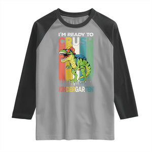 Funny Dinosaur Im Ready To Crush Kindergarten Gift Raglan Shirt TS12 Sport Gray Black Print Your Wear