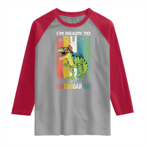 Funny Dinosaur Im Ready To Crush Kindergarten Gift Raglan Shirt TS12 Sport Gray Red Print Your Wear