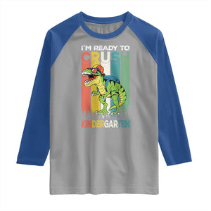 Funny Dinosaur Im Ready To Crush Kindergarten Gift Raglan Shirt TS12 Sport Gray Royal Print Your Wear