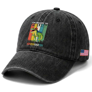 Funny Dinosaur Im Ready To Crush Kindergarten Gift Washed Cotton Baseball Cap TS12 Print Your Wear