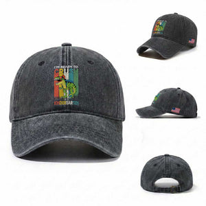 Funny Dinosaur Im Ready To Crush Kindergarten Gift Washed Cotton Baseball Cap TS12 Washed Cap Universal Fit Dark Gray Print Your Wear