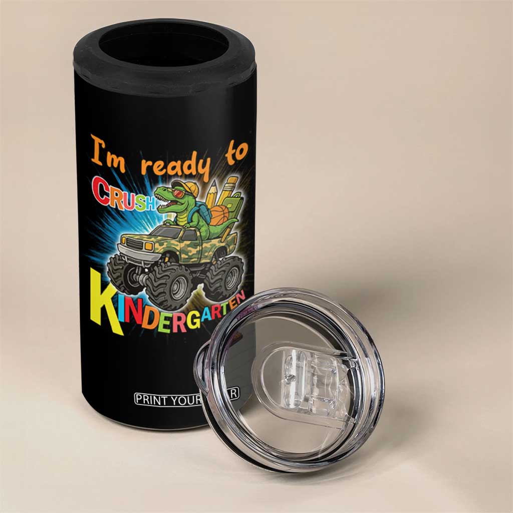 Im Ready To Crush Kindergarten 4 in 1 Can Cooler Tumbler Dinosaur Driving Truck Gift TS12 Print Your Wear