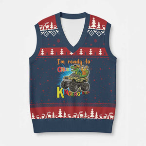 Im Ready To Crush Kindergarten V-Neck Knit Sweater Vest Dinosaur Driving Truck Gift TS12 Navy Red Print Your Wear