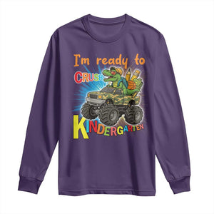 Im Ready To Crush Kindergarten Long Sleeve Shirt Dinosaur Driving Truck Gift TS12 Purple Print Your Wear