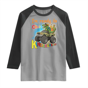 Im Ready To Crush Kindergarten Raglan Shirt Dinosaur Driving Truck Gift TS12 Sport Gray Black Print Your Wear