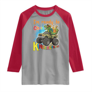 Im Ready To Crush Kindergarten Raglan Shirt Dinosaur Driving Truck Gift TS12 Sport Gray Red Print Your Wear