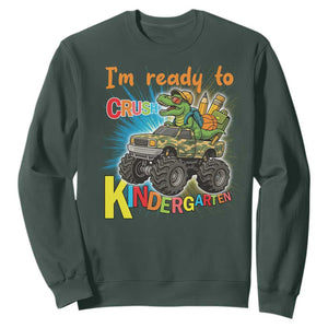 Im Ready To Crush Kindergarten Sweatshirt Dinosaur Driving Truck Gift TS12 Dark Forest Green Print Your Wear