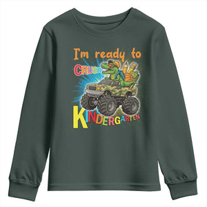 Im Ready To Crush Kindergarten Youth Sweatshirt Dinosaur Driving Truck Gift TS12 Dark Forest Green Print Your Wear