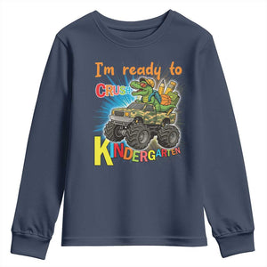 Im Ready To Crush Kindergarten Youth Sweatshirt Dinosaur Driving Truck Gift TS12 Navy Print Your Wear