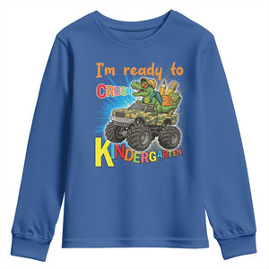 Im Ready To Crush Kindergarten Youth Sweatshirt Dinosaur Driving Truck Gift TS12 Royal Blue Print Your Wear