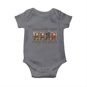 Funny Easily Distracted By Cats And Side Quests Baby Onesie RPG Gamer Cat Lover Gift TS12 Charcoal Print Your Wear