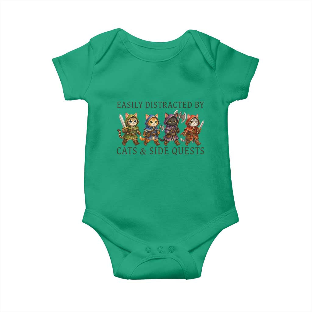 Funny Easily Distracted By Cats And Side Quests Baby Onesie RPG Gamer Cat Lover Gift TS12 Irish Green Print Your Wear