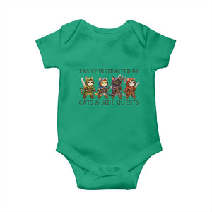Funny Easily Distracted By Cats And Side Quests Baby Onesie RPG Gamer Cat Lover Gift TS12 Irish Green Print Your Wear