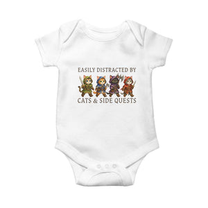 Funny Easily Distracted By Cats And Side Quests Baby Onesie RPG Gamer Cat Lover Gift TS12 White Print Your Wear
