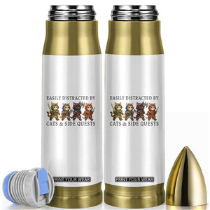 Funny Easily Distracted By Cats And Side Quests Bullet Tumbler RPG Gamer Cat Lover Gift