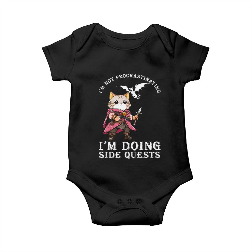 Im Not Procrastinating Im Doing Side Quests Baby Onesie Funny RPG Gamer Cat Lover Gift TS12 Black Print Your Wear